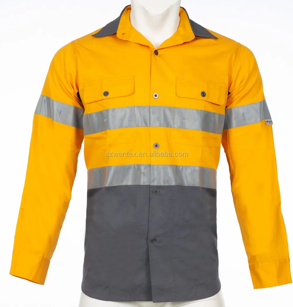 Fluorescent Yellow Reflective Work Shirts With Backmesh - Buy 100 ...