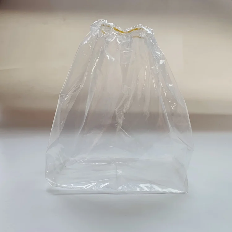 Clear Transparent Pe Plastic Square Bottom Bag With Elastic Band
