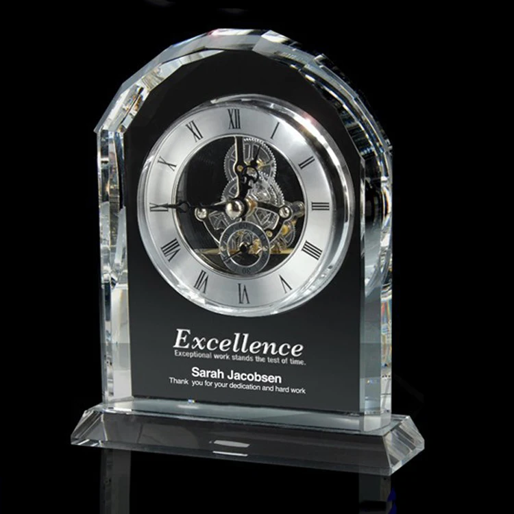 New Design Innovative Clock Crystal Crystal Desk Clock Trophy Awards Bj4780-1