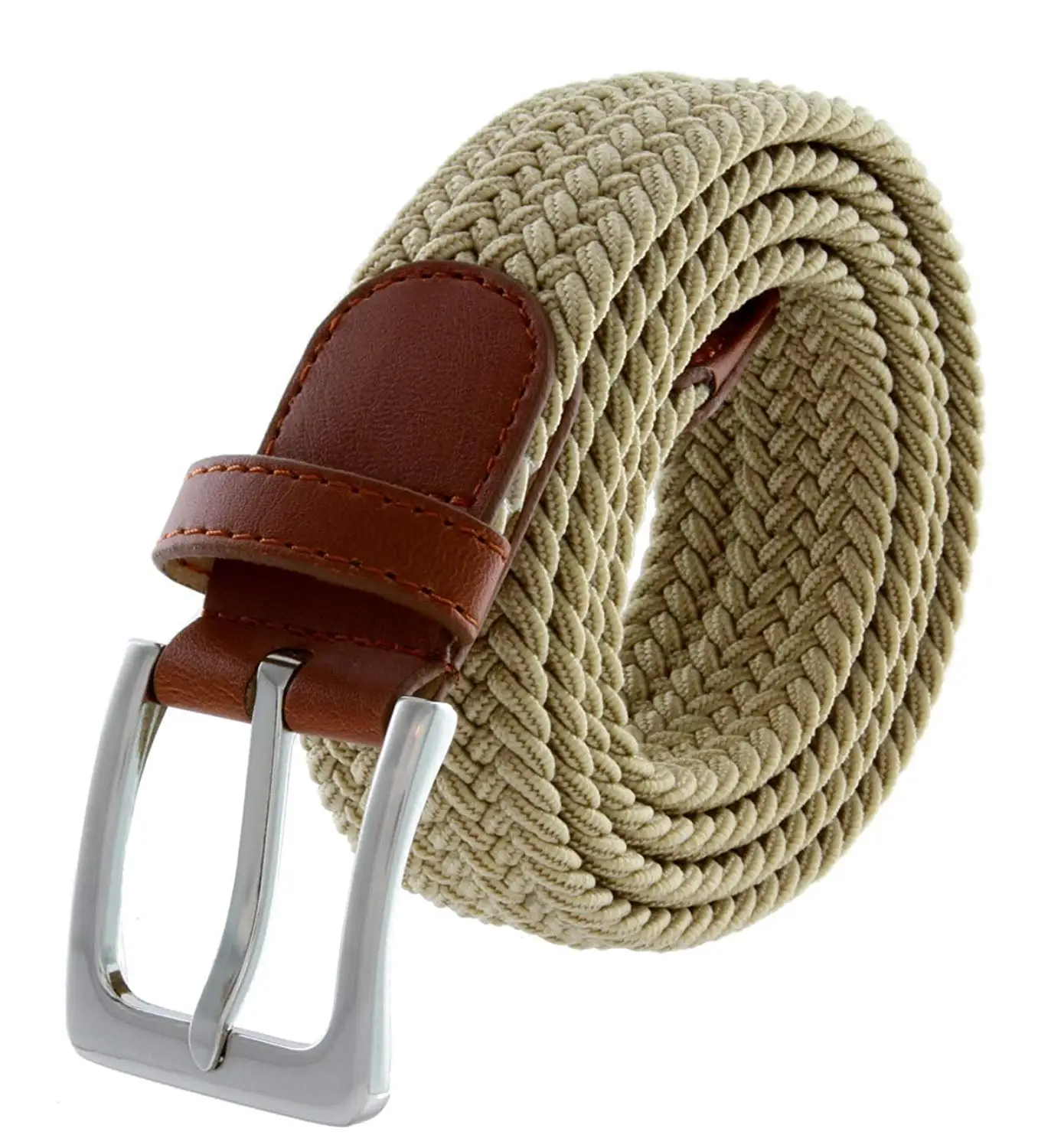 Carolyn Jones Unisex Waistband Canvas Woven Leather Belt Leather Mixed Unisex Waist Belt 