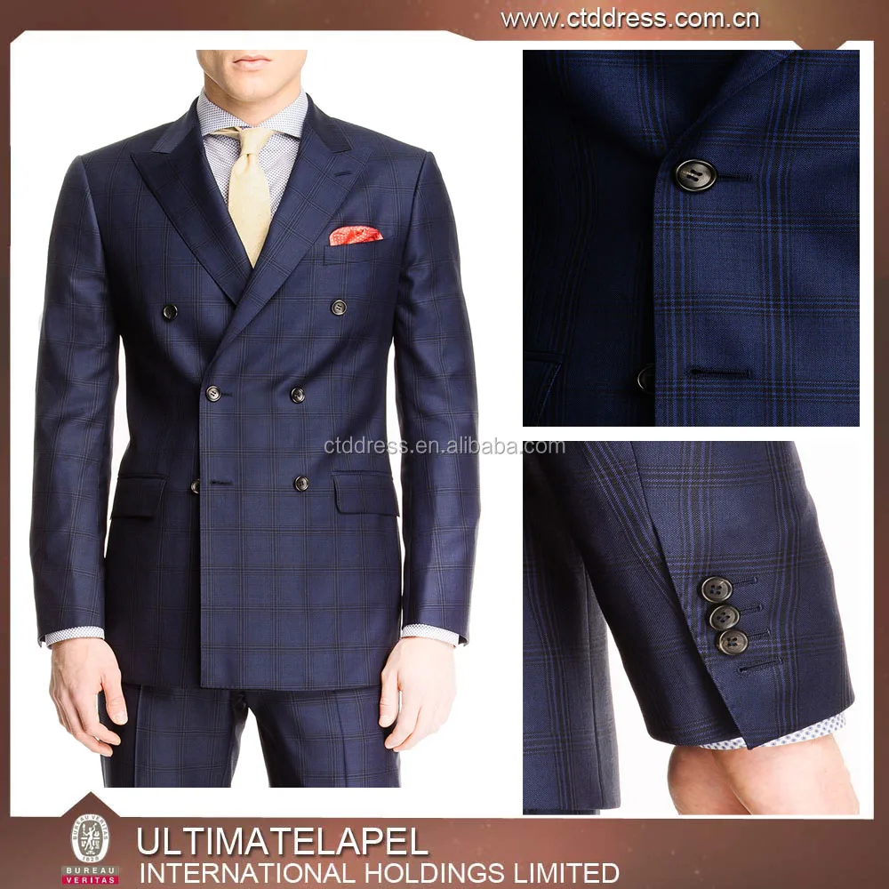 Custom Good Quality Super 120s Wool Mens Double Breasted Suit - Buy