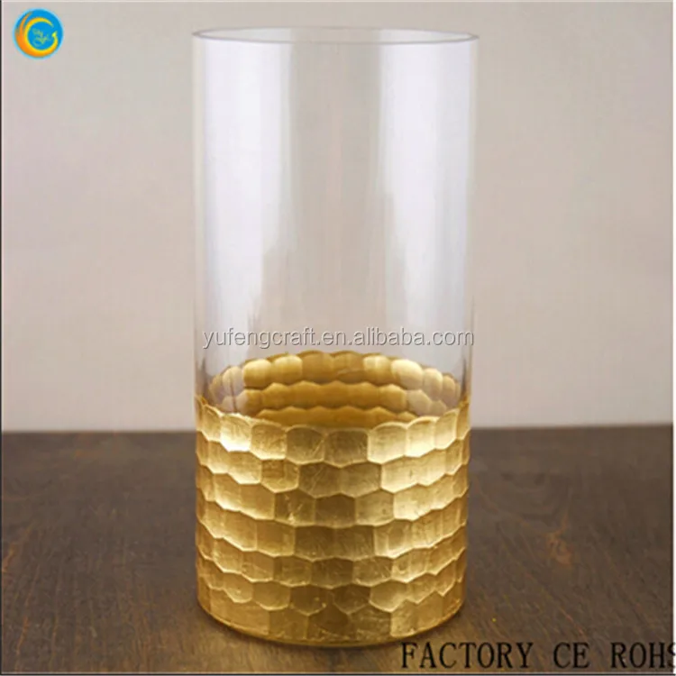 Petesdal Gl Cylinder Gold Hurricane Candle Holder Vase Petesdal Gl Cylinder Gold Hurricane Candle Holder Vase Glware For Wedding Home