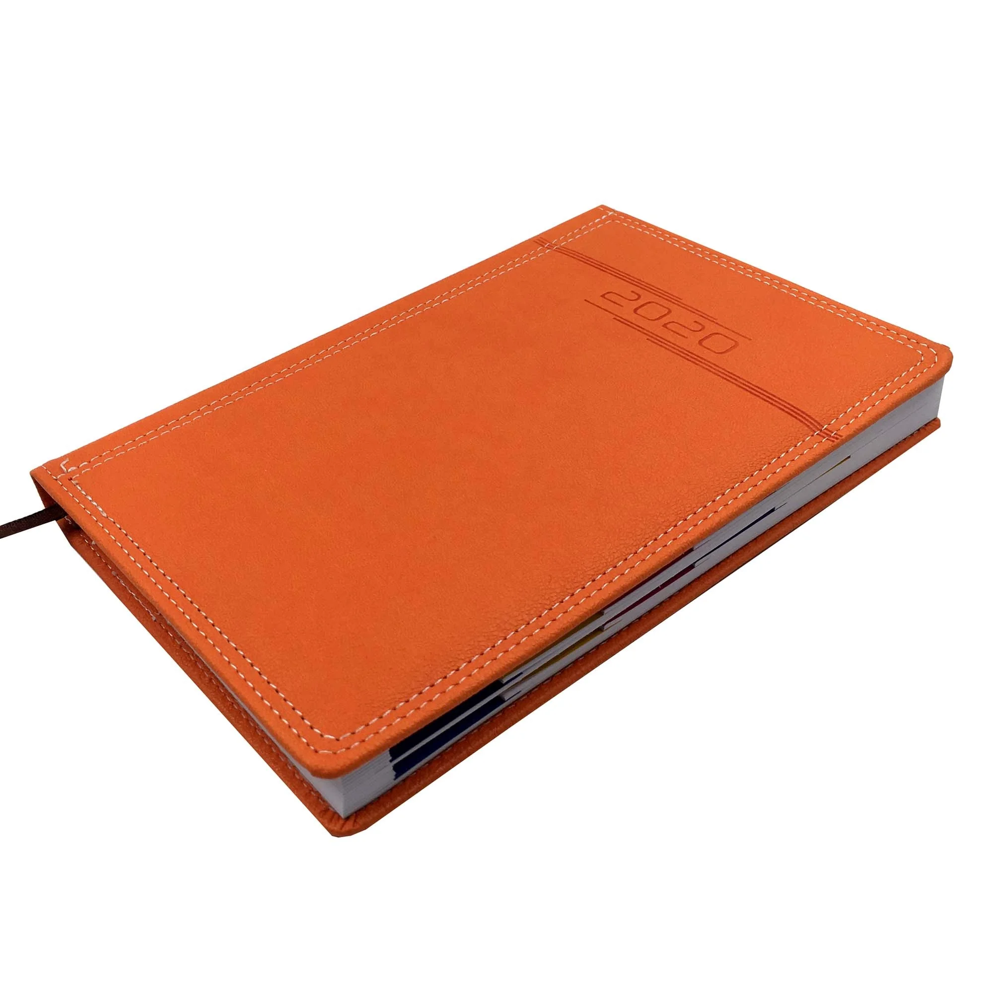 A5 Perfect Binding Custom Orange Pu Leather Hardcover Diary 2020 Calendars Notebooks Buy Diary