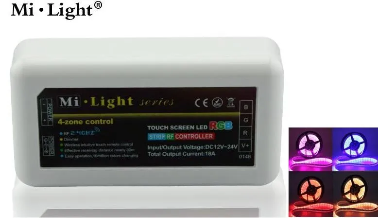 Milight factory directly supply 12v 24v RGB led strip controller with 2.4G remote controller wireless control programmable