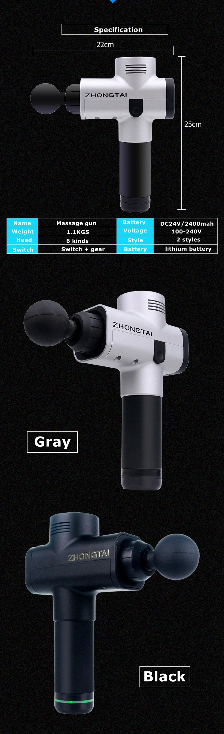 zaiqiang Pro 2 Welcome OEM Massage Gun Machine Sports Fitness Healthy Sports Gifts for Muscle Relax Muscle Massage Hammer