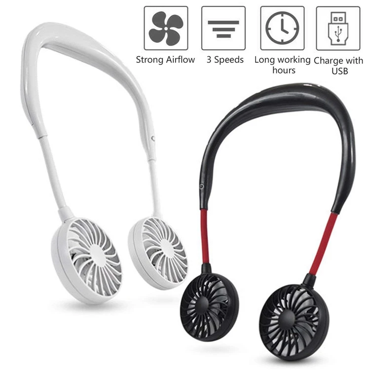 Neckband USB Fan Creative Headphone Design Neckband Fan USB Rechargeable Portable Mini Fan for Traveling Outdoor Office Cooling Fan