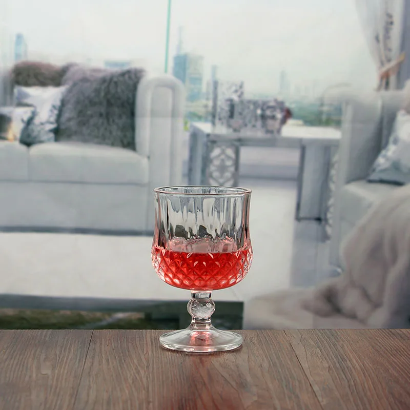 New Style Small Short Ball Stem Wine Glass Embossed Unique Red Wine