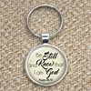 Be still and Know Bible Verse Keychain Religious Christian Glass Photo Cabochon Keychain