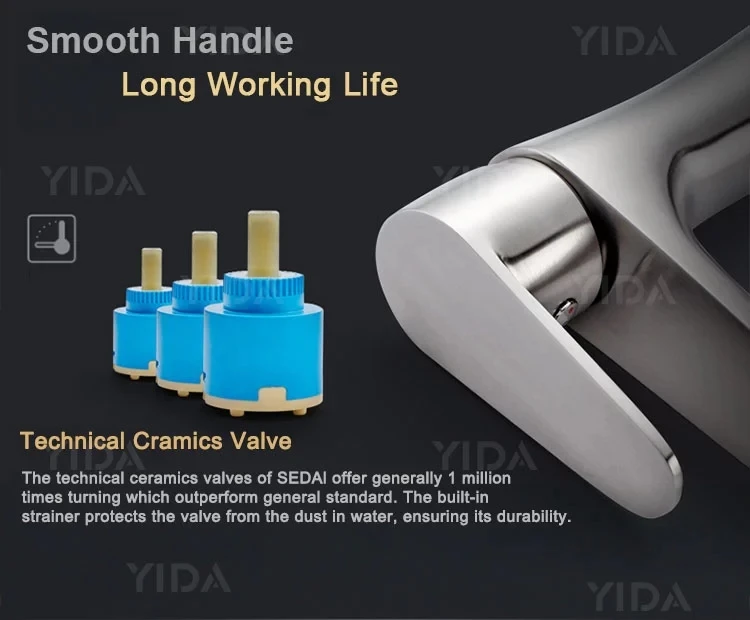 Foshan YIDA Single Handle Basin Brush Faucet 304 Water Mixer taps