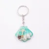 2018 sea element scallop shape cute key chain real starfish floating key chain