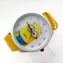 Wholesale NEW Cartoon 3D despicable me 2 minion Wrist watch kids children cartoon quartz watches christmas gift