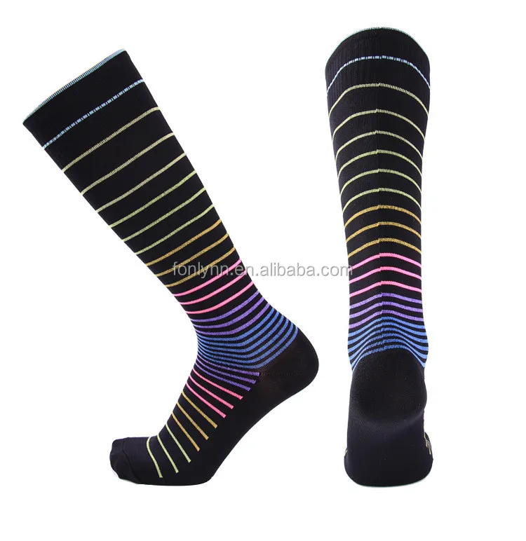 knee high colorful travel running football graduated compression socks