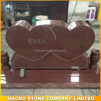 India Red Granite Double Heart Tombstone/monument For Couple - Buy ...