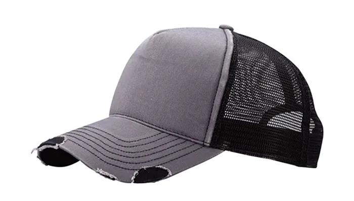 Wholesale Distressed Trucker Hat Blank Trucker Cap Mesh Back 5 Panel
