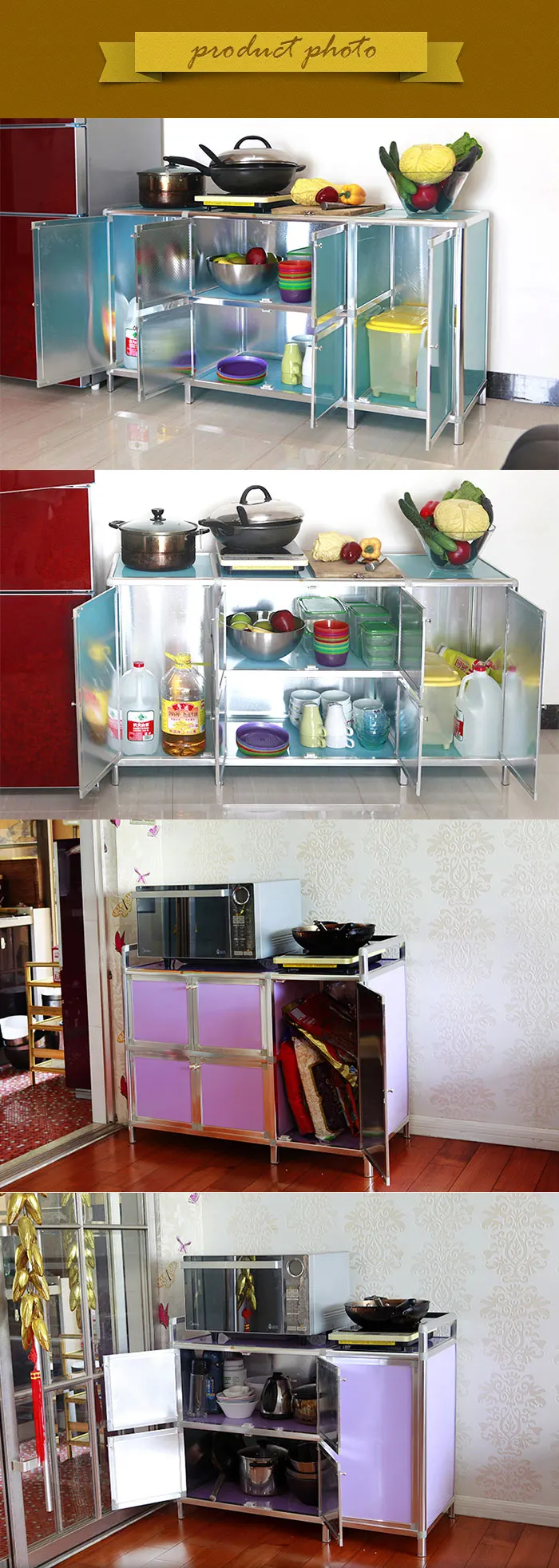 Rumah Mebel Moderen Desain Model Baru Aluminium Modular Lemari Dapur