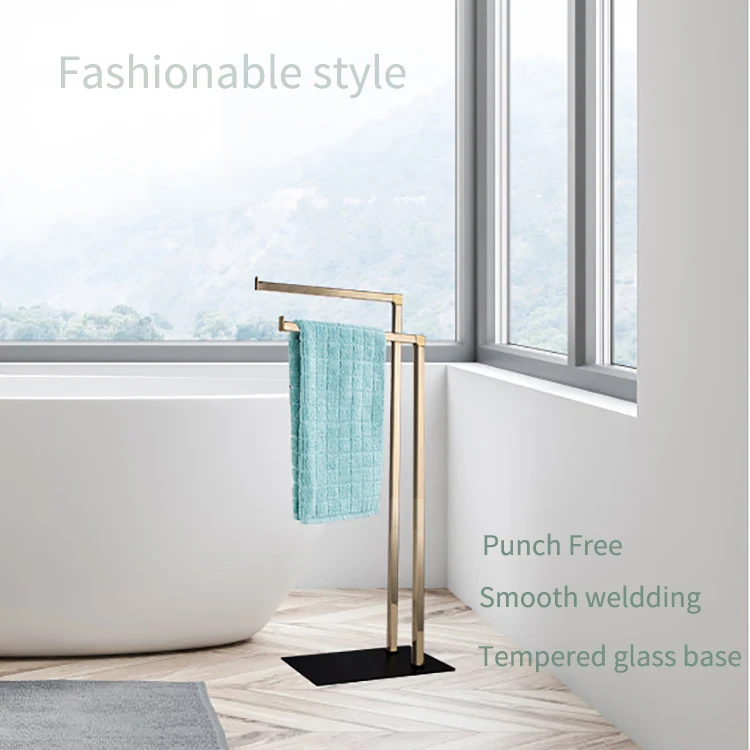 Floor Standing Household Towel Drying Rack Two Layers Towel Rack Glass