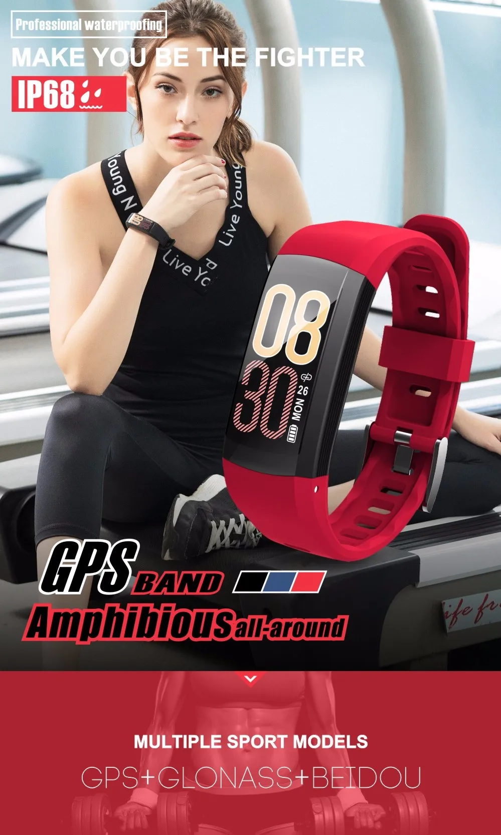 S906 Gps Band Ip68 Waterproof Fighter Smart Bracelet Gps Multiple Sport