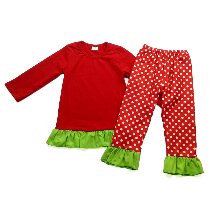 Cotton Blank Kids Christmas Pajamas Wholesale Red T-shirt With Stripe ...