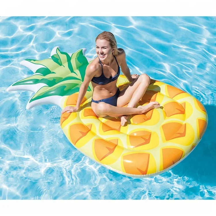 Swim Ring Float Tube Pineapple Beach Toys Lounger Mat for Adults Inflatable with Air Pump Diameter Outer 180cm for Pool Party