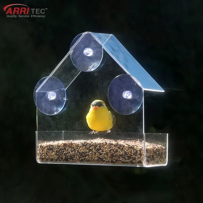 House Shaped Plexiglass Acrylic Window Plastic Bird Feeder Clearwindows