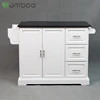 natural black granite top luxury kitchen island cart with three deep drawers and towel bar
