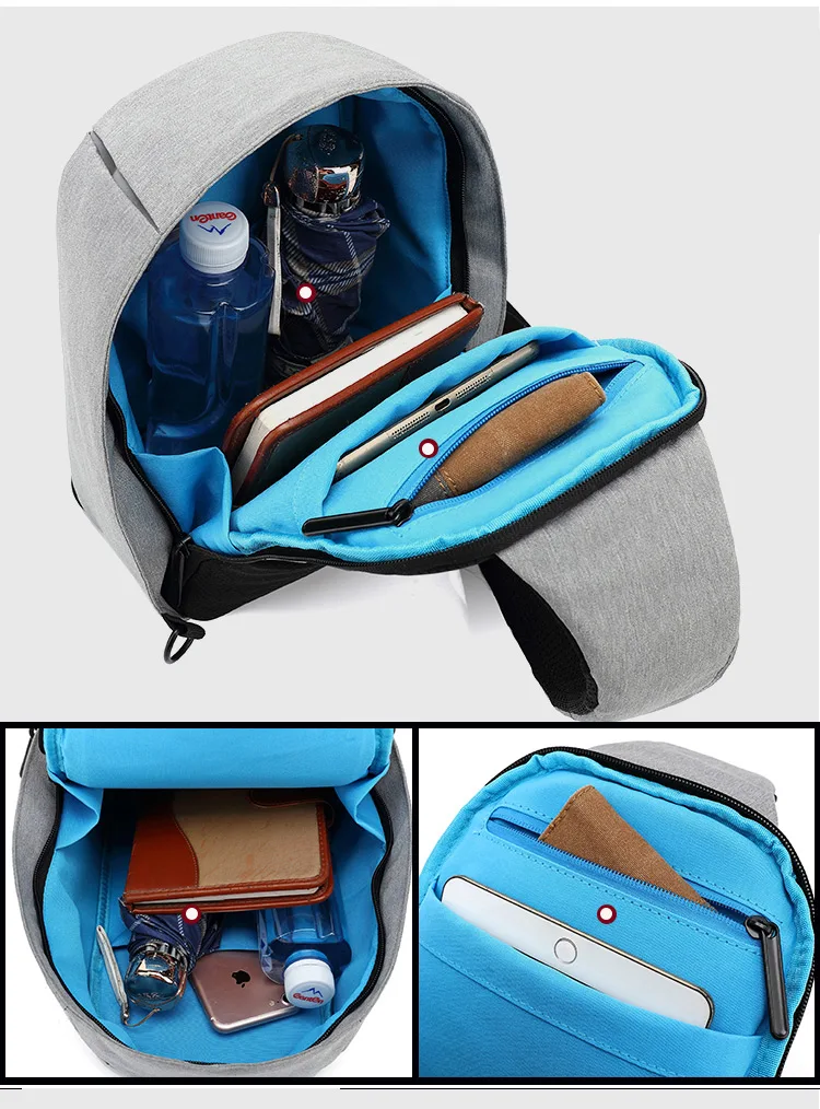 Designer lightweight waterproof outdoor anti thief unisex sport sling chest fanny pack satchel shoulder bag with USB charging