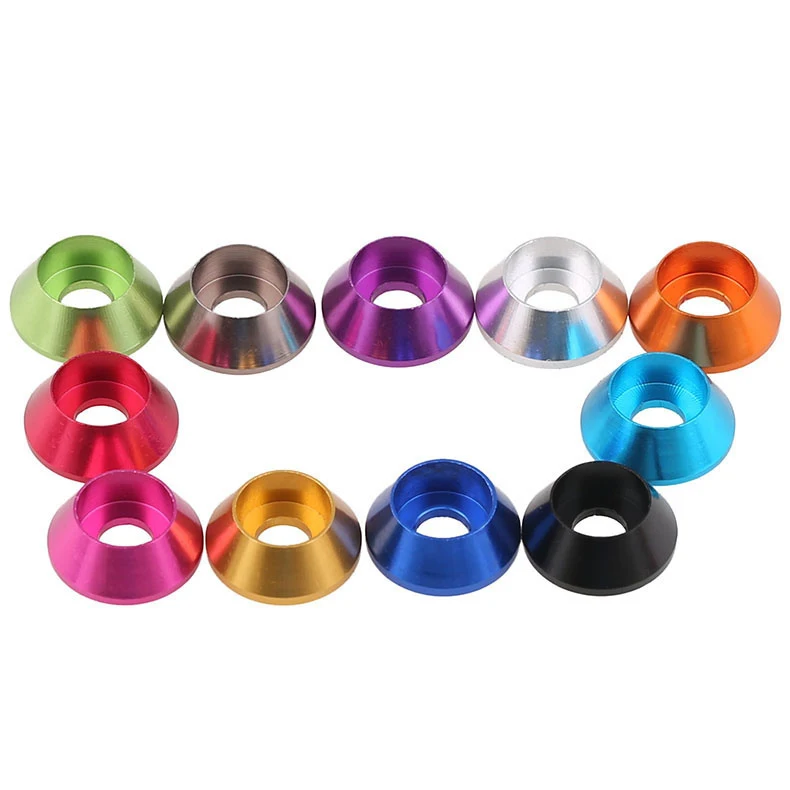 M4 Anodized Aluminum Conical Washers Countersunk Flat Head Screw Bolt Gasket 