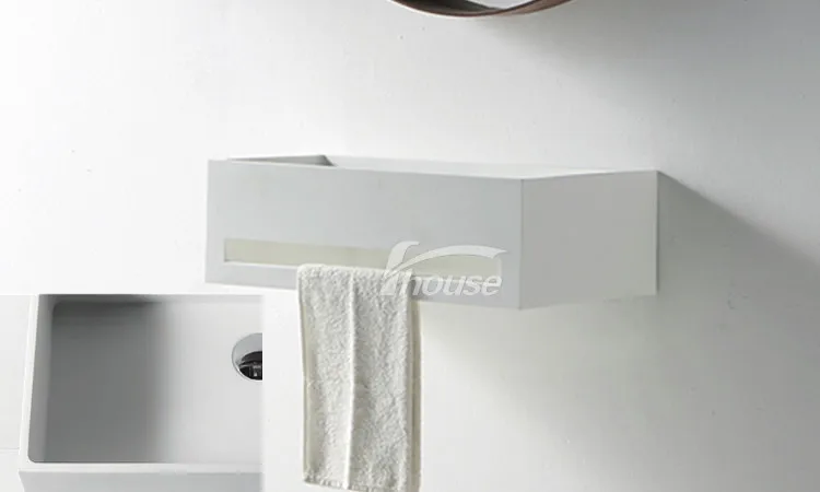 Wall-hung Washing Basin Rectangular Sink Popular Bathroom Basin Solid Surface Basin
