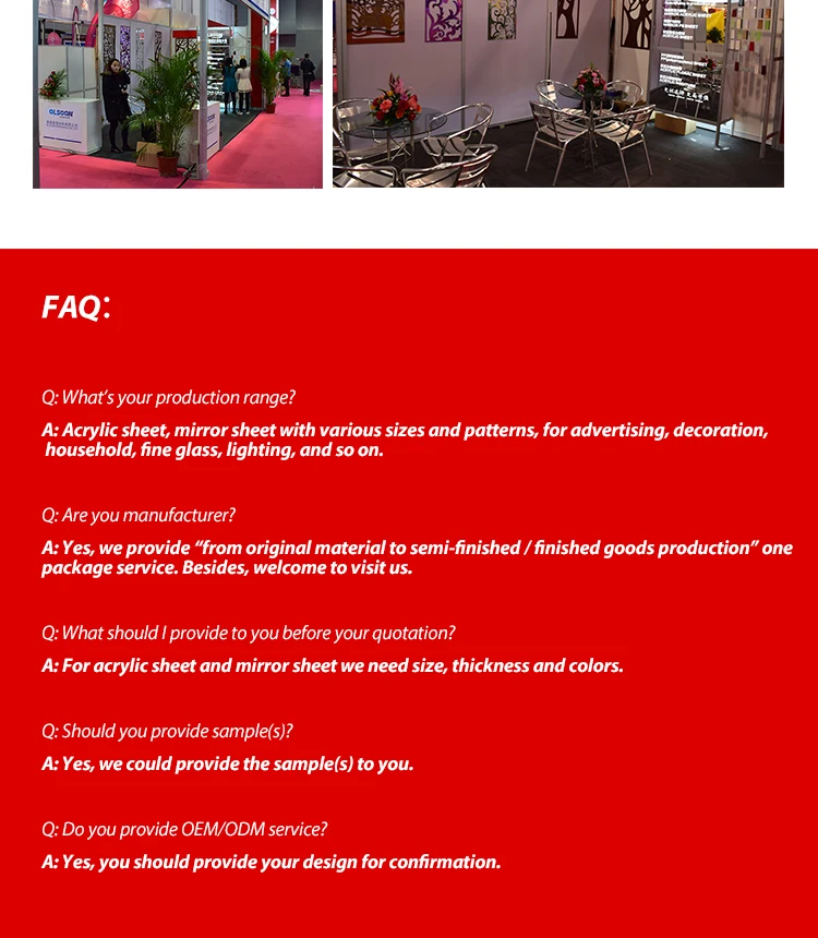 Red Acrylic Perspex PMMA Recyclable Mirror Sheet