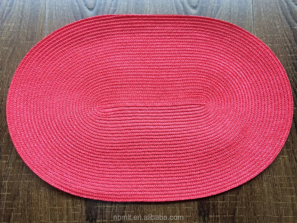 Pp Woven Placemat Plastic Vinyl Heat Resistant Table Mat Oval Shape Non