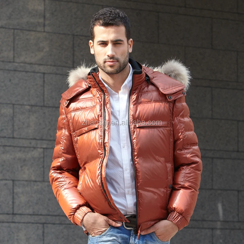 Europe Fashion Style Leather Faric Waterproof Down Jacket For Mens ...