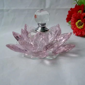 Cristal Décoratif En Verre De Couleur Rose En Forme De Fleur De Lotus Fleur Bouteille De Parfum Pour Rechargeables Cadeaux Mh Xs0051 Buy Bouteille