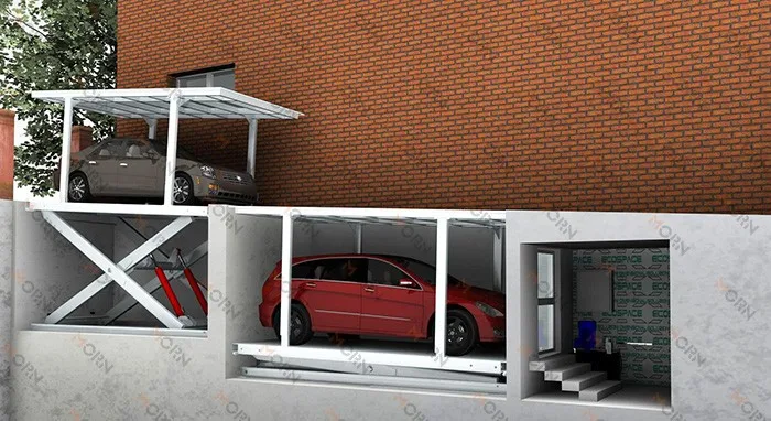 Sótano De Doble Cubierta De Tijera Hidráulica Coche Garaje Ascensor