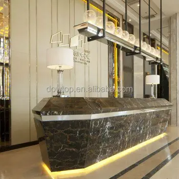 Luxury Design Modern Brown Marble Reception Desk For 5 Star Hotel