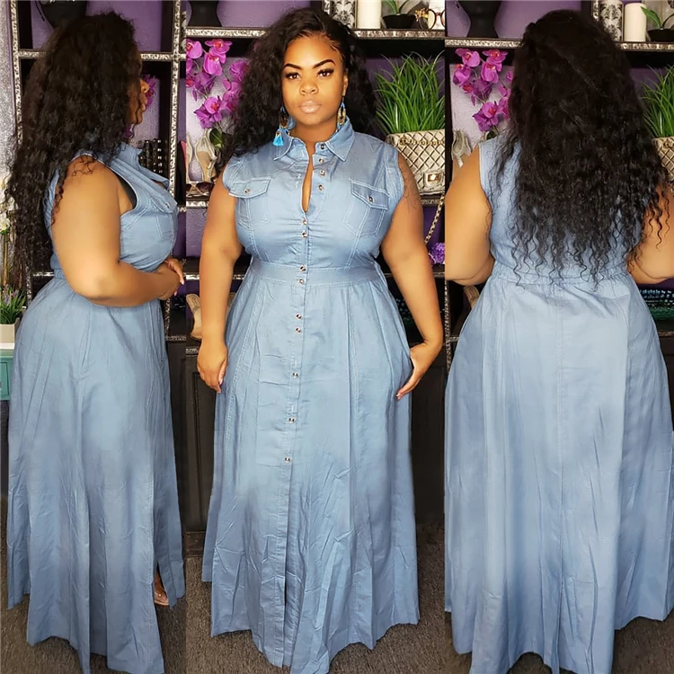 plus size denim maxi dress