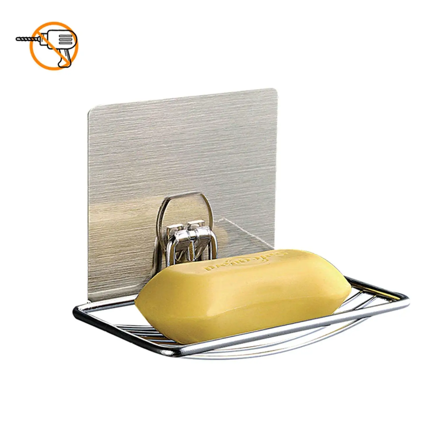 Plabingo Soap Dish, Wall Mounted Soap Dish Holder, Self-Adhesive & Reusable Stainess Steel Soap Dish Tray, for Kitchen & Bathroom,Suitable for Ceramic Tile,Plastic,Glass & More,TZ-5003(Chrome)