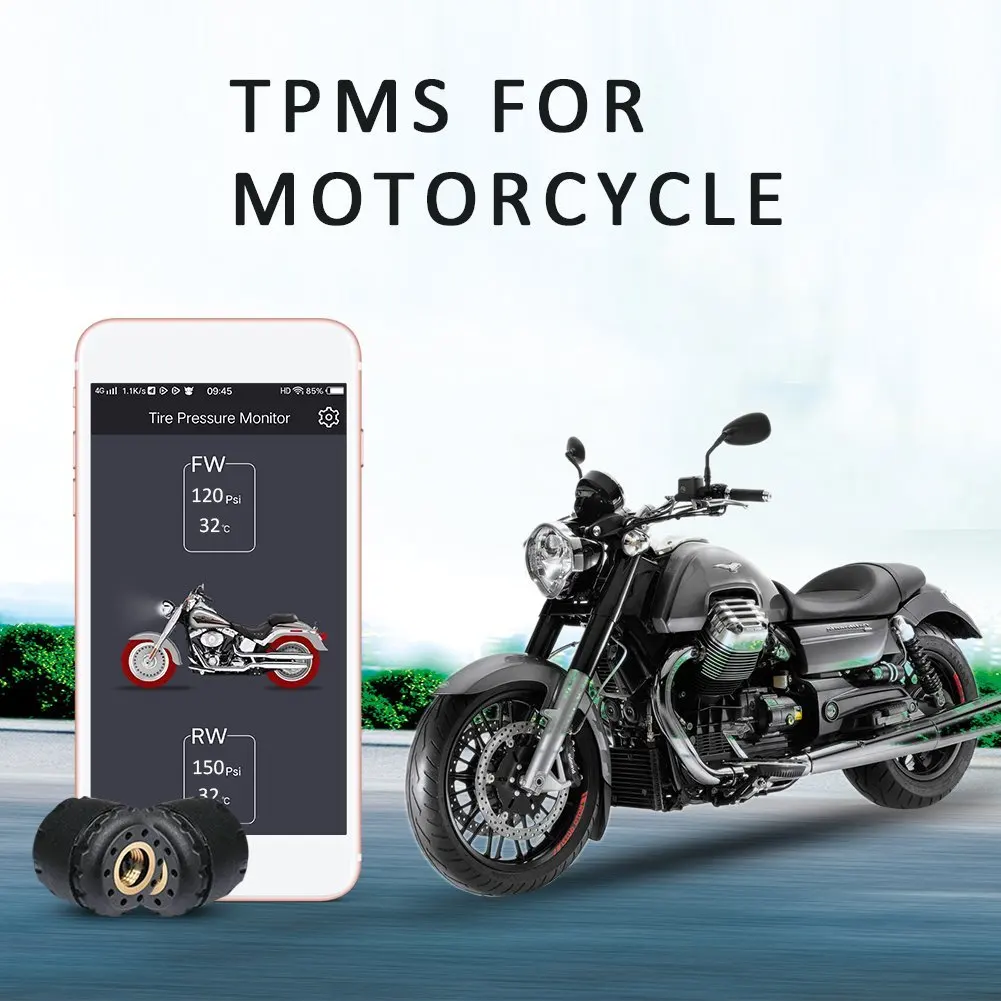 Motorcycle Bluetooth Tire Pressure Monitoring System TPMS Mobile Phone APP Detection Bluetooth TPMS for Motorcycles