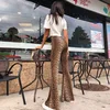 high waist leopard print flare club pants sexy ladies animal printing trousers