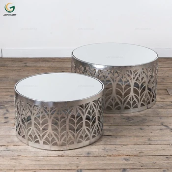 Set 2 Leaf Art Deco Style Silver Metal Gl Top Round Side Coffee Table For Hall Furniture Product On Alibaba Set 2 Leaf Art Deco Style Silver Metal Gl Top Round Side Coffee Table For Hall Furniture Product On Alibaba