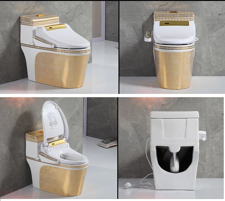 intelligent and smart golden toilet  with heating/sensor flushing/sensor cover/Bluetooth