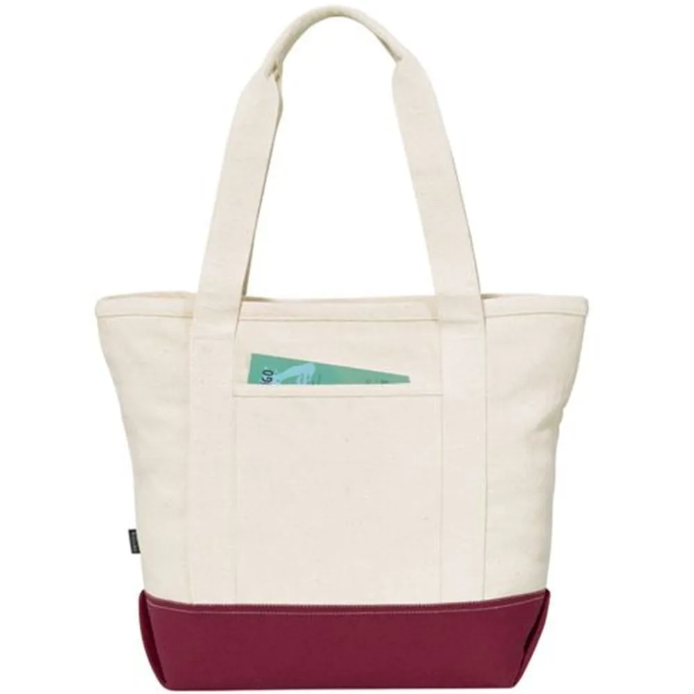 Zippered plain unbleached Cotton Tote bag with logo printing