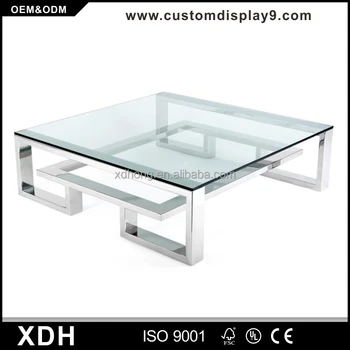 High End Home Office Desk Glass Top Stainless Steel Sofa Side