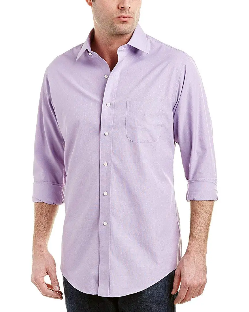 Buy Brooks Brothers Mens Regent Fit Dress Shirt, 17.5 34/35, Purple in ...