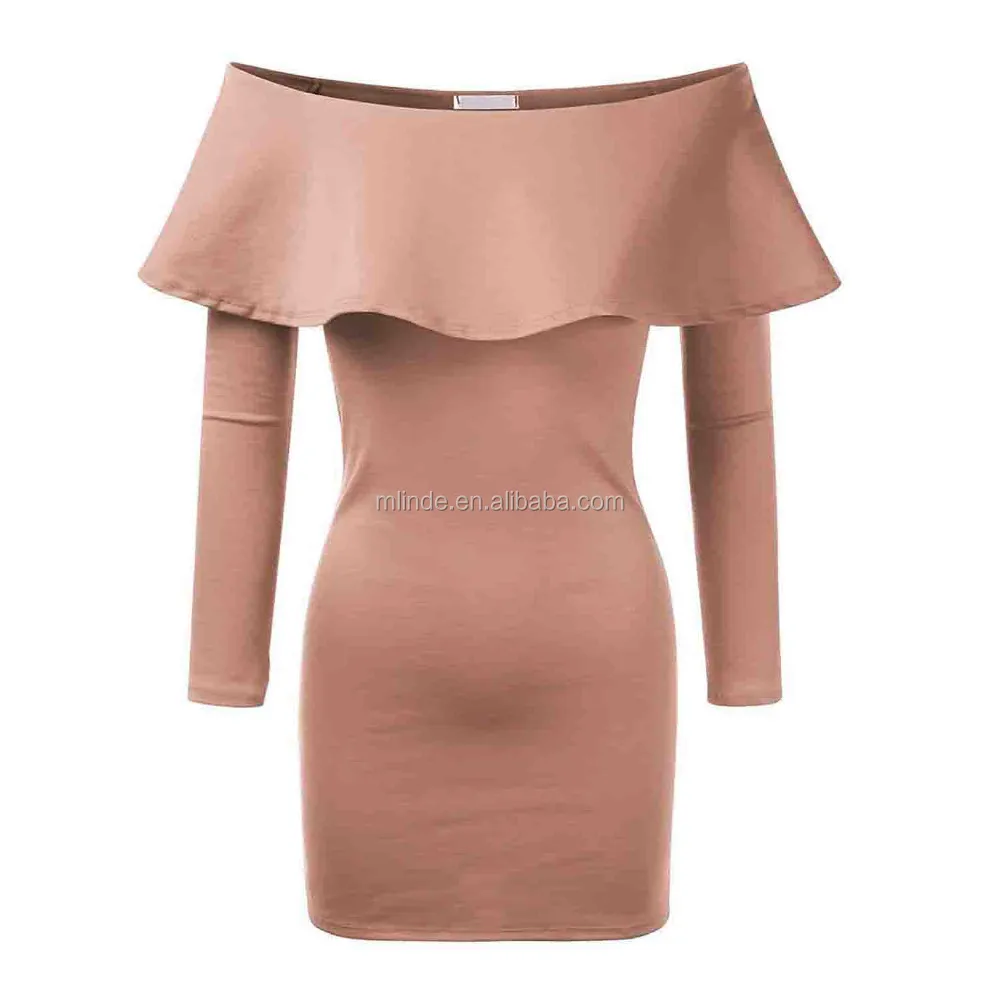 Boutique Girl Clothing Flounce Off The Shoulder Bodycon Mini Dress Sexy Mature Women Short Tight 