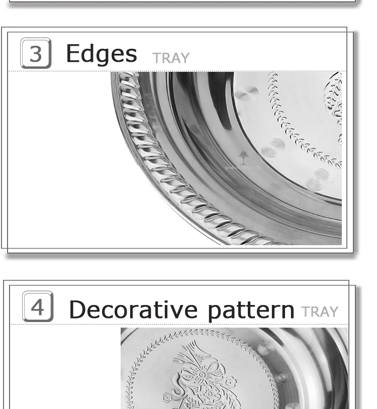 high quality and China dishes wholesale round serving tray stainless steel plate set