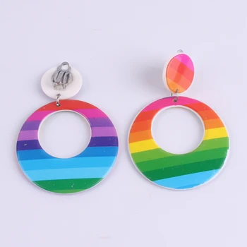 rainbow clip on earrings