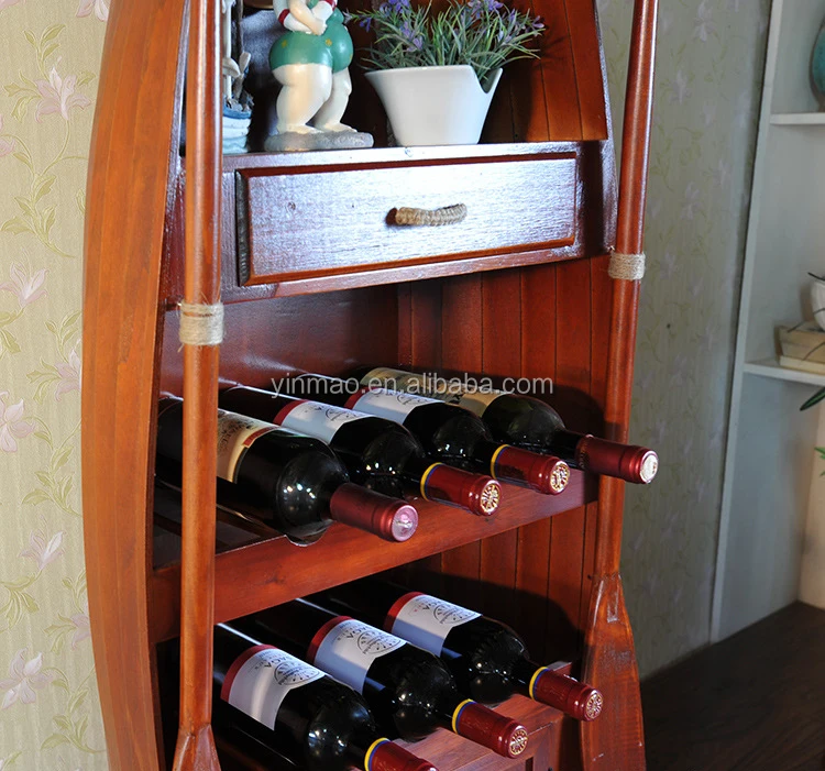 Boat Wine Rack,Ship Style Wine Display,Brown 42x24x140cm,Nautical