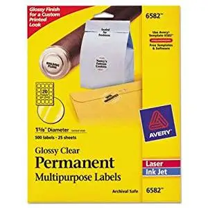 Avery - Permanent Clear Round Id Labels For Laser/Inkjet Printers 1-2/3" Dia. 500/Pack "Product Category: Labels Indexes & Stamps/Labels & Stickers"