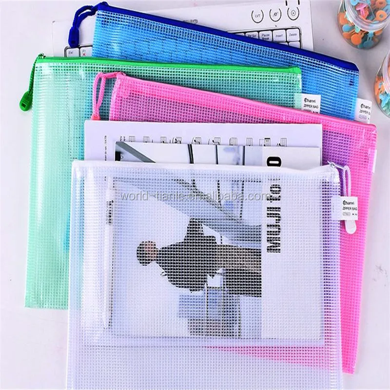 Transparent Clear Mesh Pvc Zipper Ziplock Document File Bag B5 Plastic