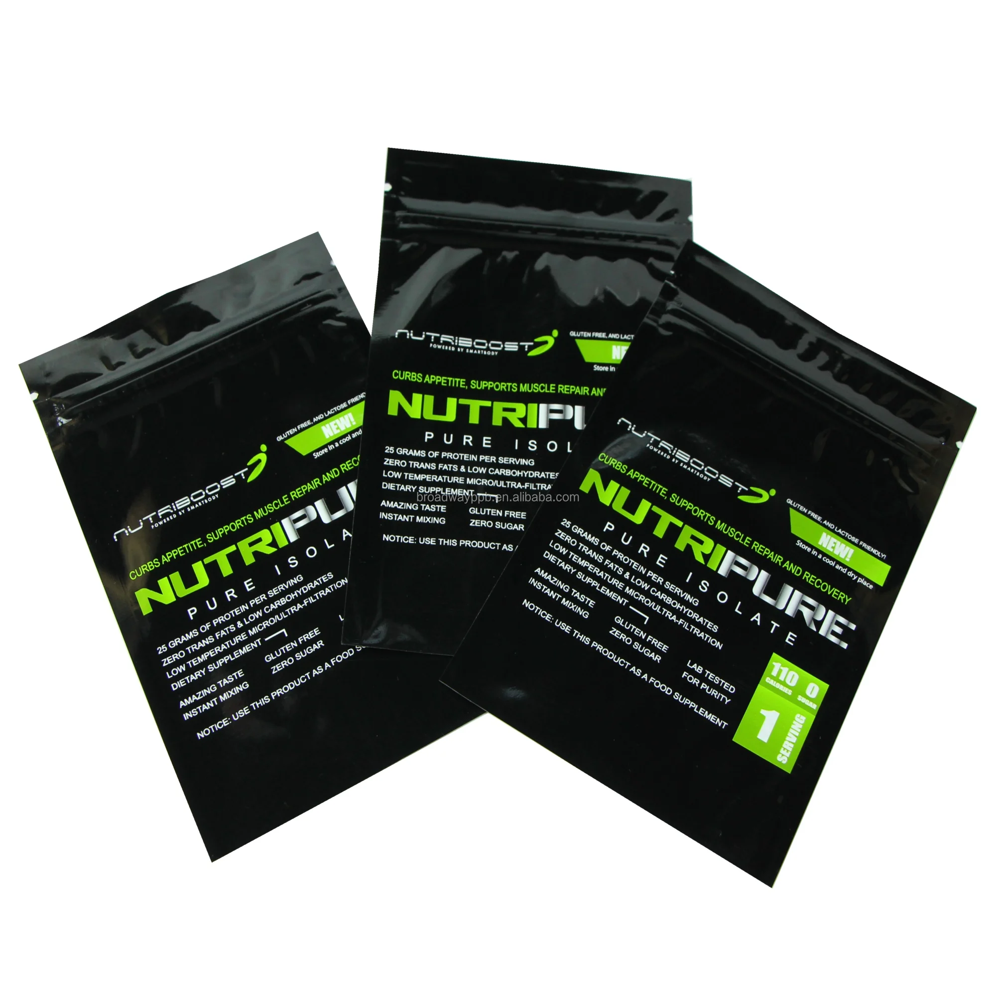 Custom Printed Small Whey Protein Powder Sachet Biodegradable Feature